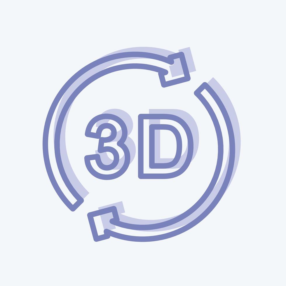 icona rotazione 3d. adatto per il simbolo di infografica. stile bicolore. design semplice modificabile. vettore del modello di progettazione. semplice illustrazione del simbolo