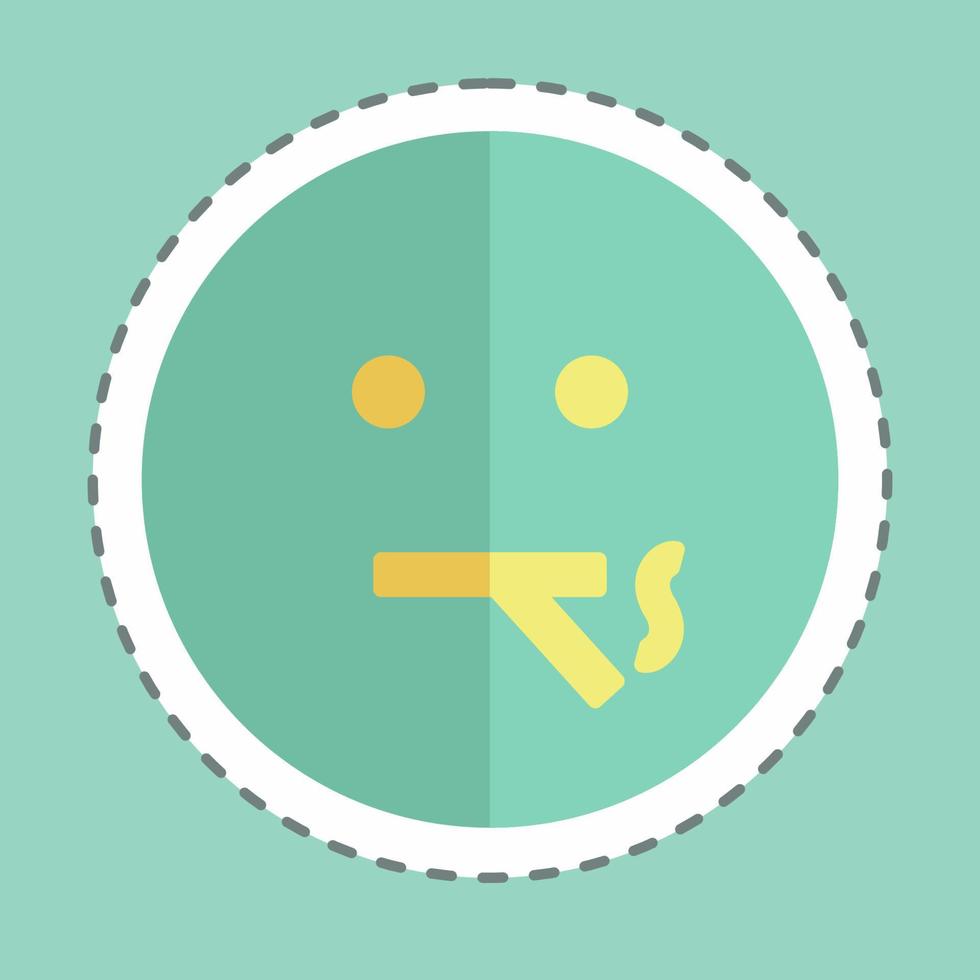 fumo di emoticon taglio linea adesivo. adatto per il simbolo dell'emoticon. design semplice modificabile. vettore del modello di progettazione. semplice illustrazione del simbolo