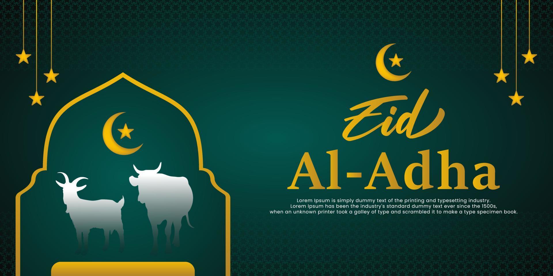 banner di congratulazioni eid al-adha. bandiera islamica per eid al-adha vettore