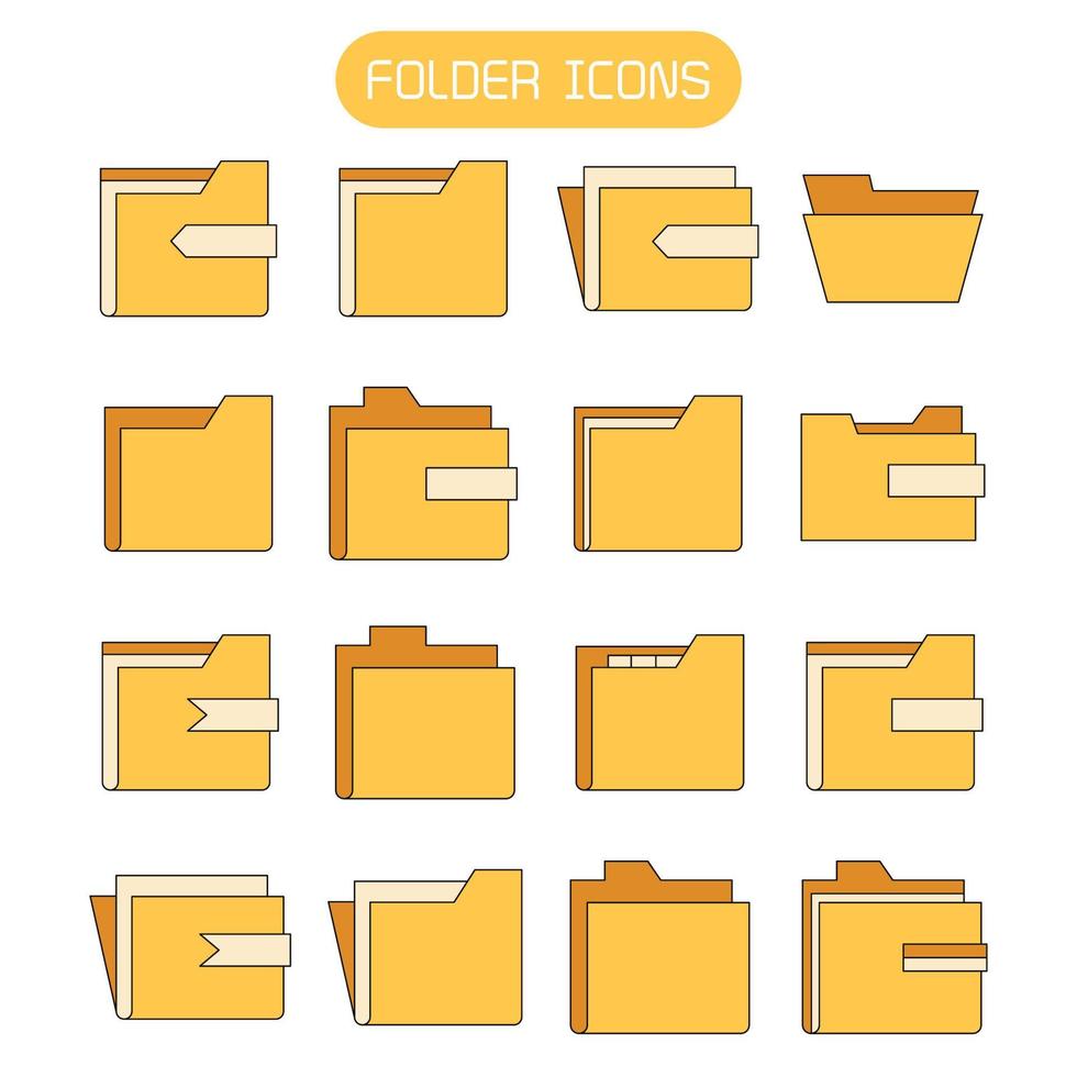 icone gialle della cartella e del file di archivio vettore