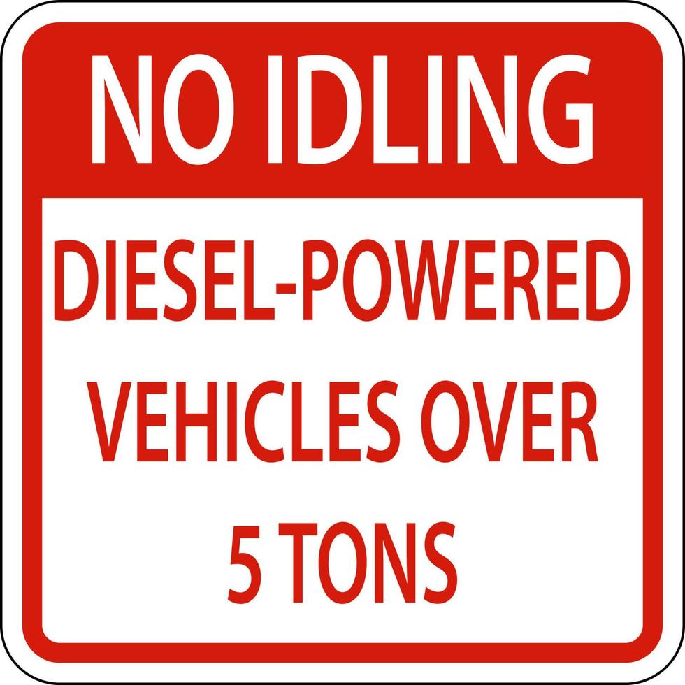 nessun segno di veicoli diesel al minimo su sfondo bianco vettore