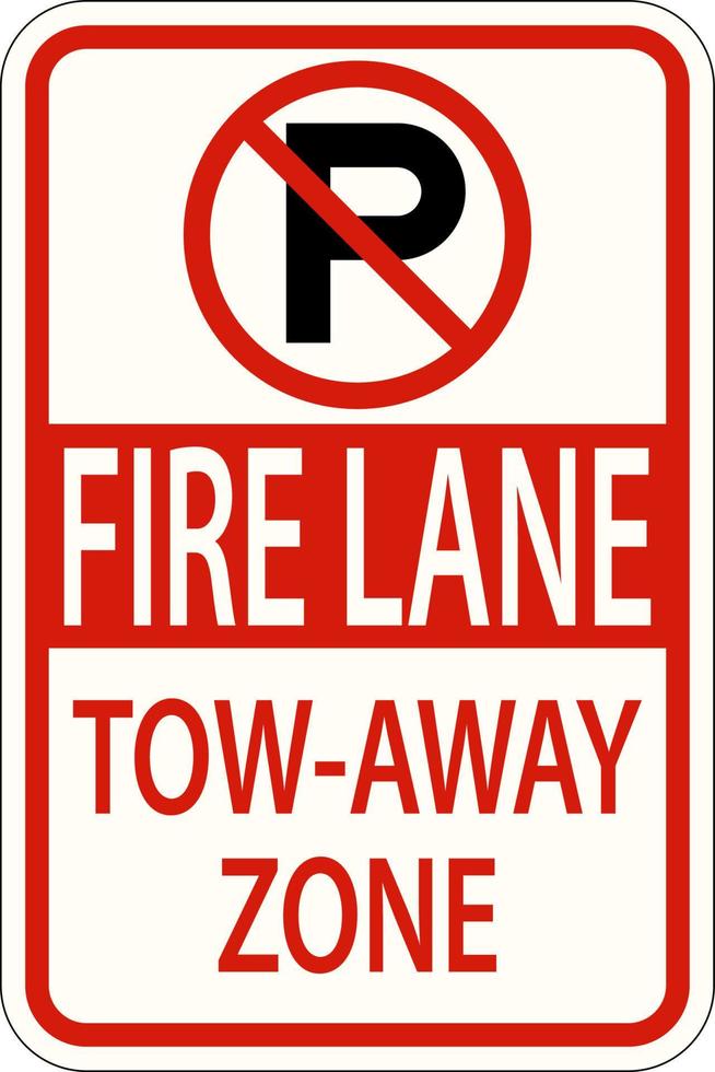 nessun segno di zona di traino della corsia antincendio di parcheggio su sfondo bianco vettore