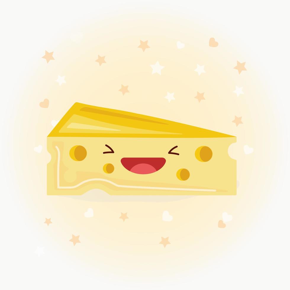 illustrazione dell'icona di vettore di formaggio carino. logo del fumetto adesivo formaggio. concetto di icona di cibo. stile cartone animato piatto adatto per pagina di destinazione web, banner, adesivo, sfondo. formaggio kawaii.