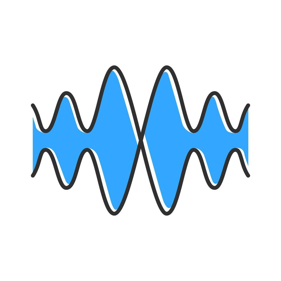 suono, icona del colore dell'onda audio. vibrazione, ampiezza del rumore. frequenza del ritmo musicale. segnale radio, logo della registrazione vocale. linee ondulate del flusso di energia. forma d'onda sonora, onda sonora. illustrazione vettoriale isolata