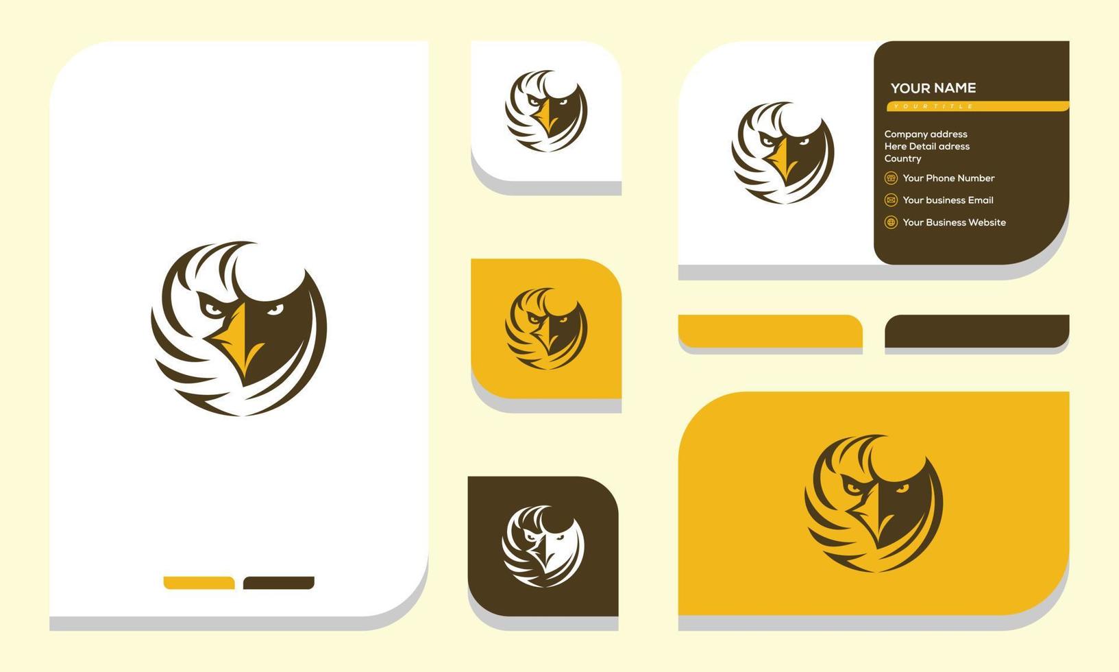 falco, logo aquila e modello di ali illustrazione vettoriale design icon.logo e biglietto da visita