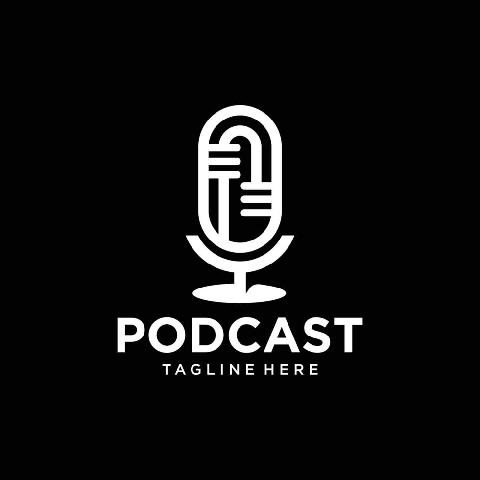 illustrazione vettoriale grafico logo podcast in stile linea moderno