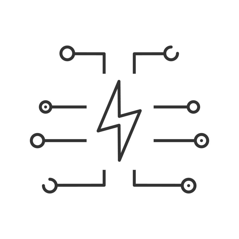 icona lineare di ricarica del dispositivo. fulmine. illustrazione al tratto sottile. modalità di risparmio energetico. simbolo di contorno. disegno di contorno isolato vettoriale