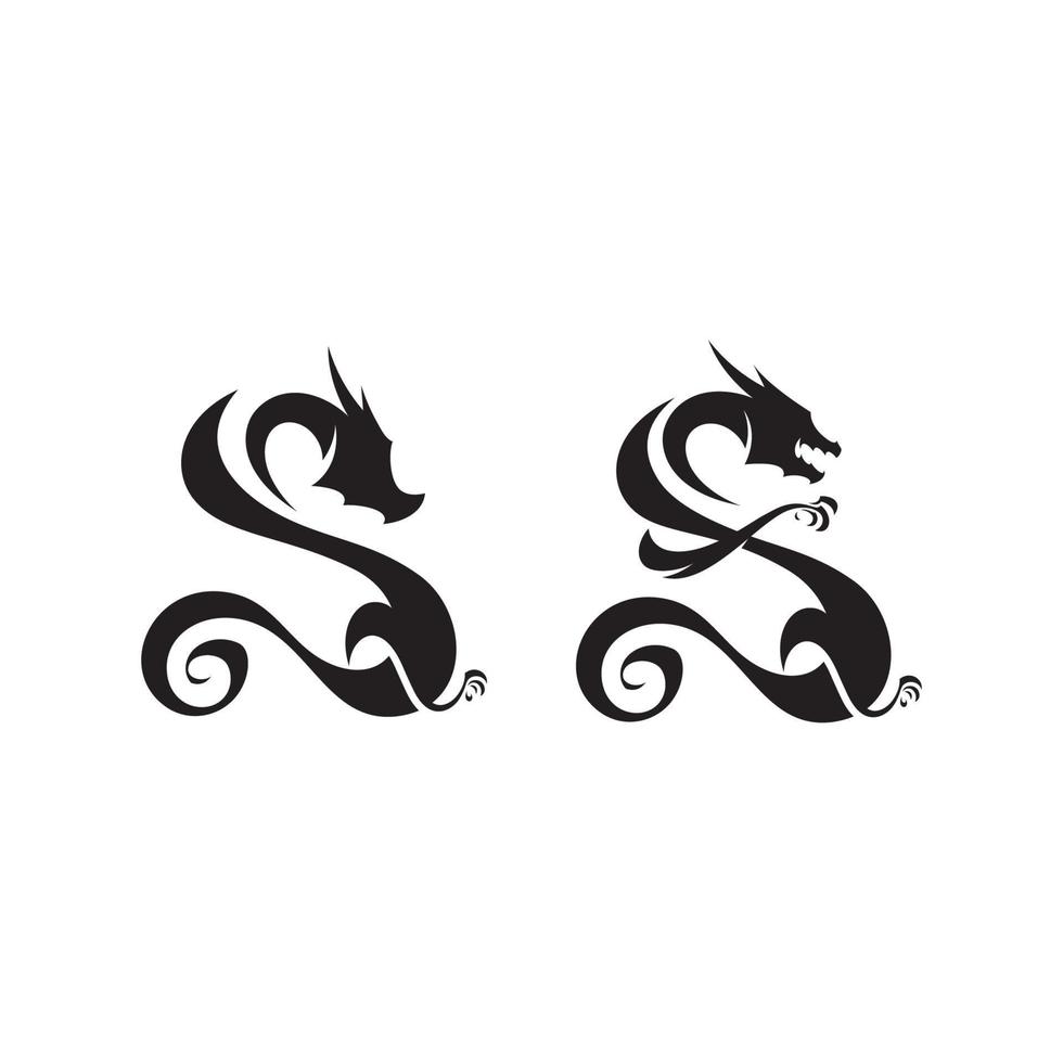 logo del drago con illustrazione vettoriale della lettera s