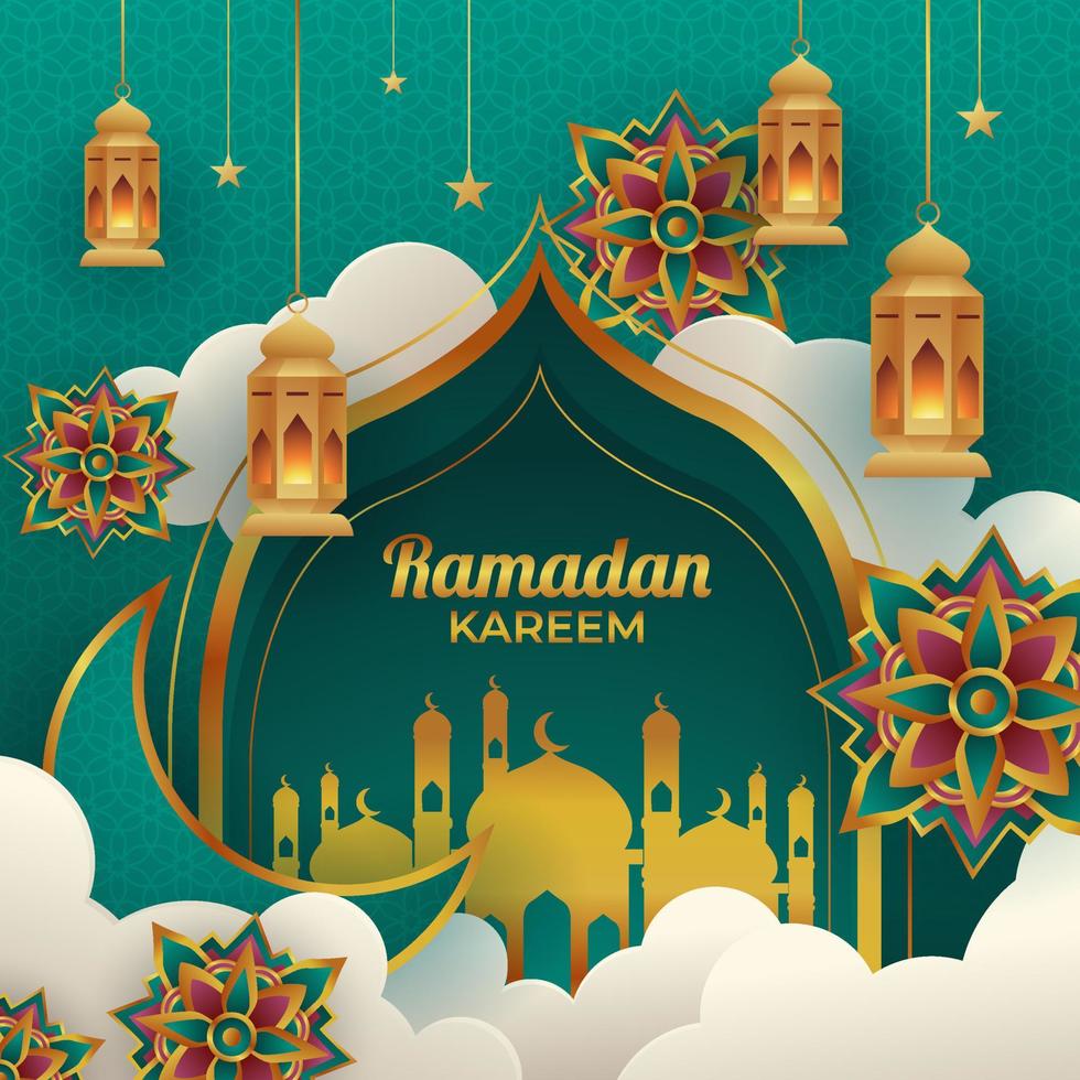 sfondo del mese del ramadan vettore