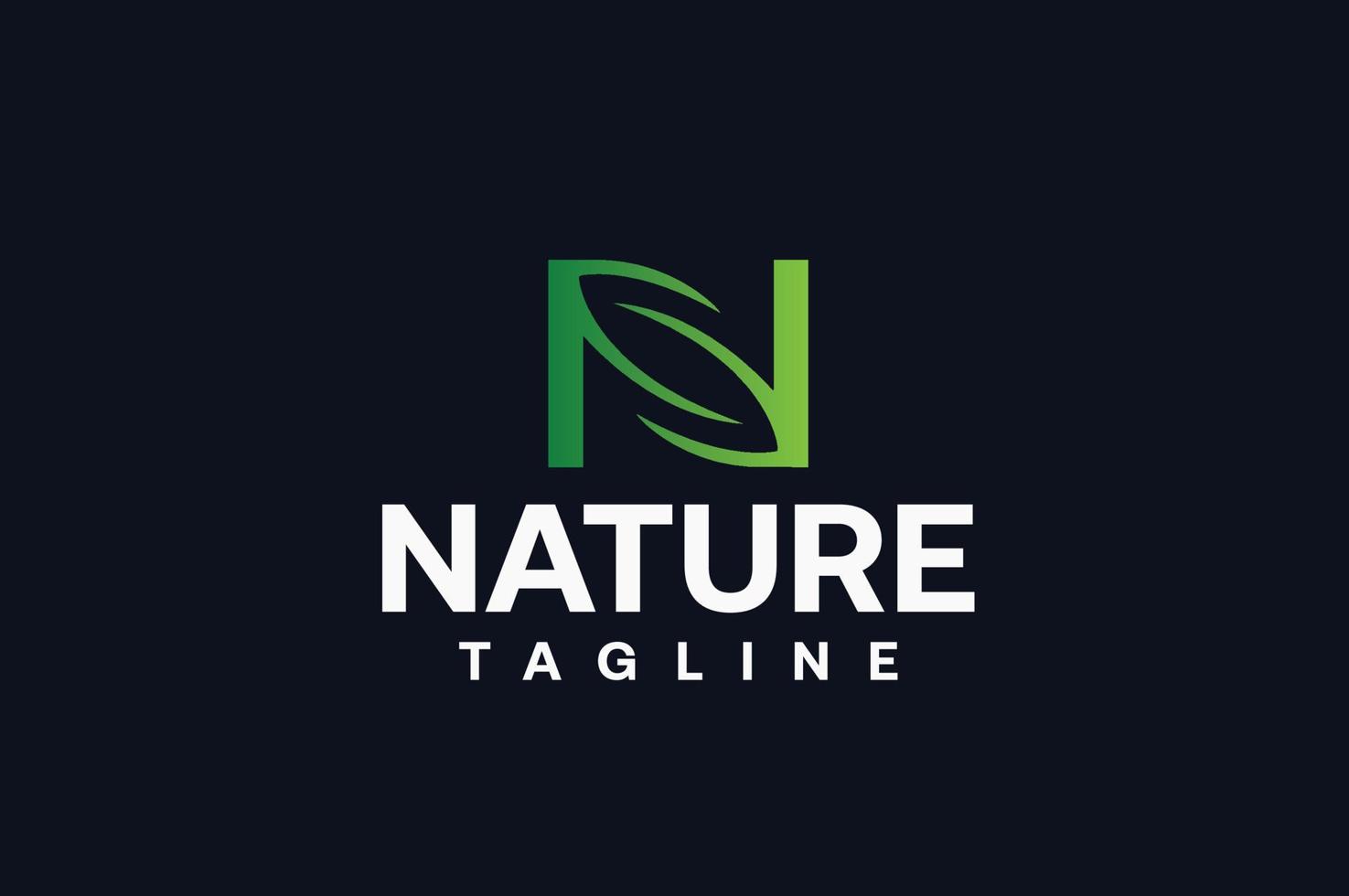 logo della natura verde. elemento del modello di progettazione del logo di vettore della lettera n dell'icona della foglia