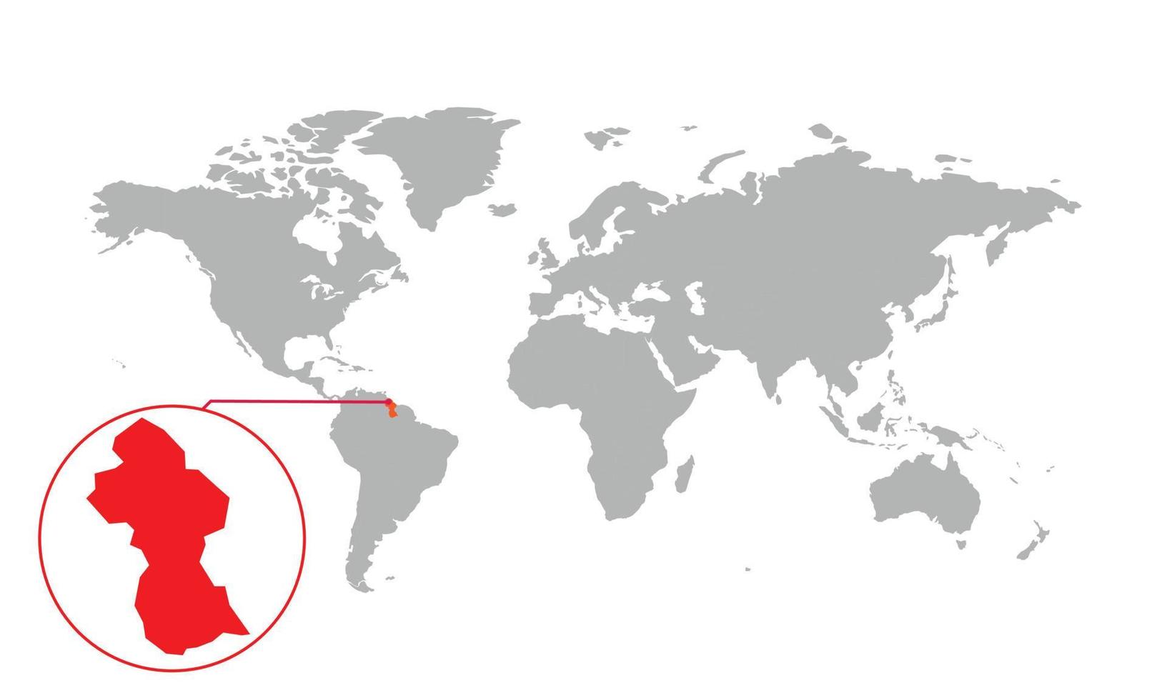 messa a fuoco della mappa della Guyana. mappa del mondo isolata. isolato su sfondo bianco. illustrazione vettoriale. vettore