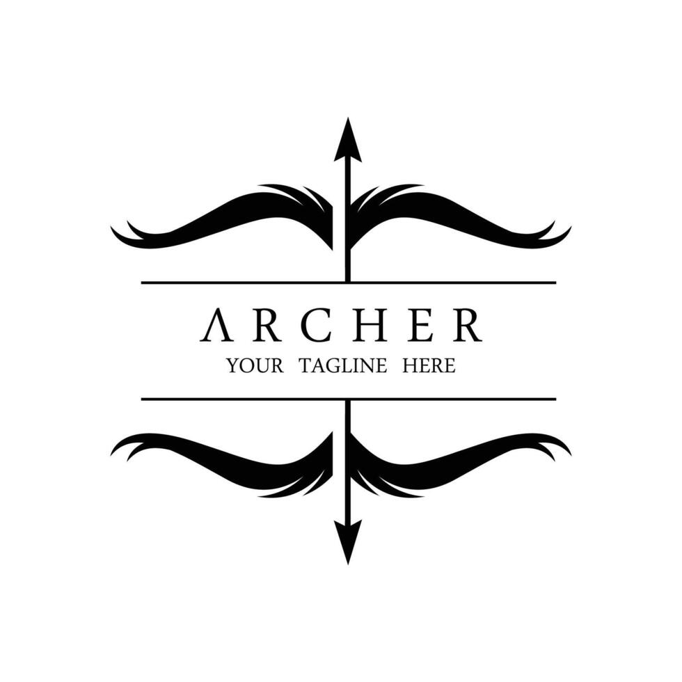 silhouette di athena minerva con design logo arciere reale vettore