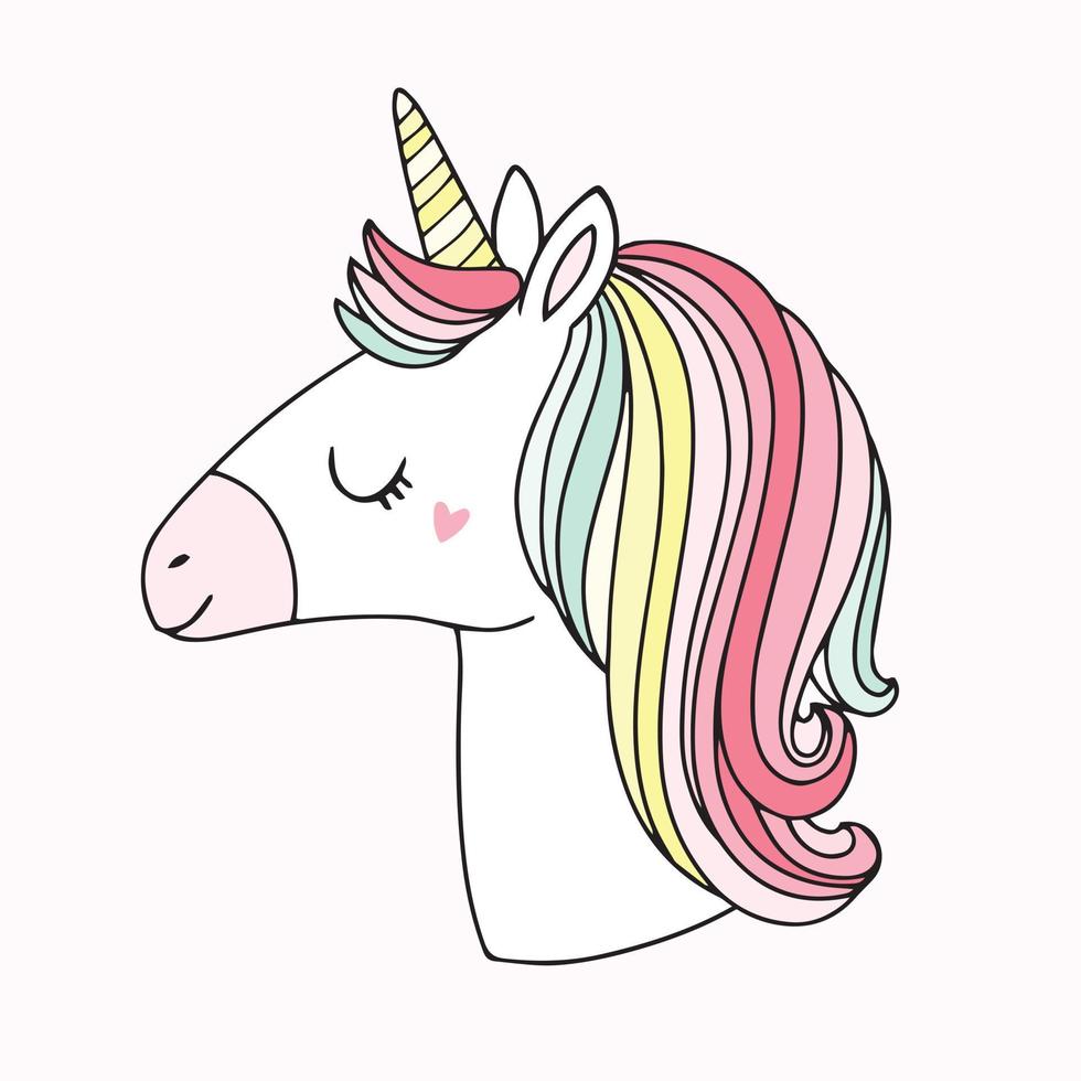 carino unicorno magico illustrazione vettoriale nei colori dell'arcobaleno. grafica per bambini dolci.