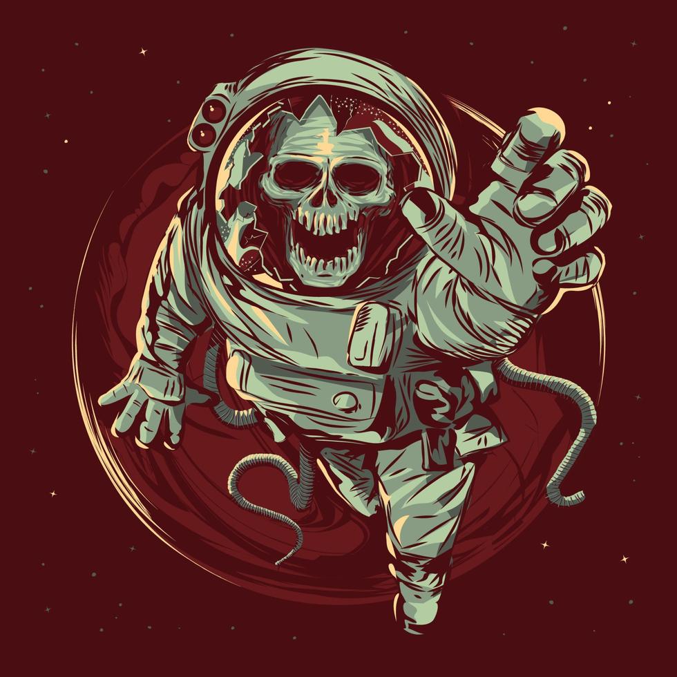 astronauta morto, spazio del cranio vettore