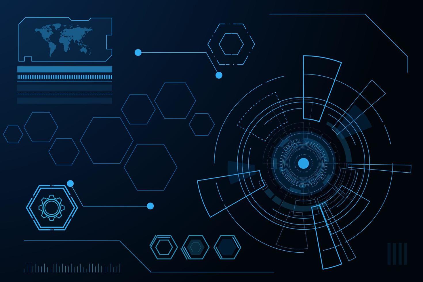 modello astratto di tecnologia futuristica, interfacce utente virtuali innovative, hud, vettore di sfondo della velocità della freccia