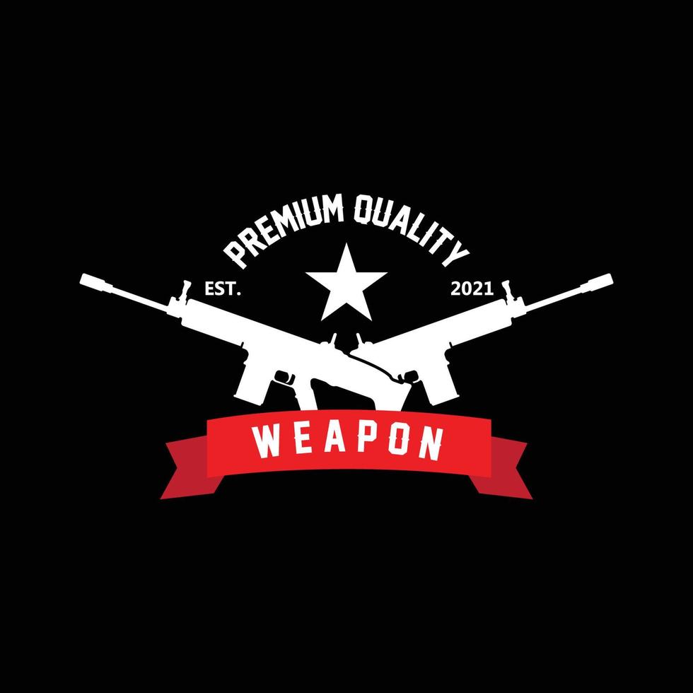 icona vettore logo arma automatica. armi da battaglia. pistole, fucili. illustrazione di armi e militari