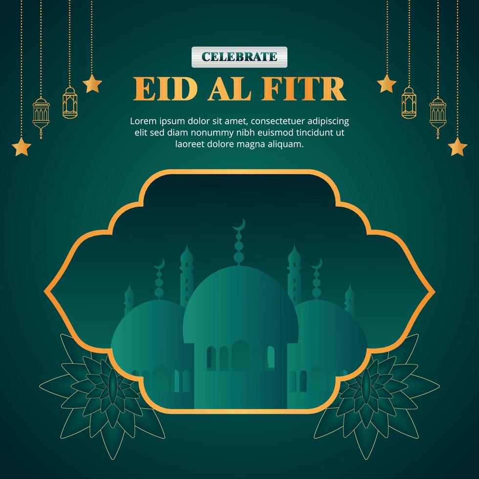 eid mubarak modello di post sui social media vettore