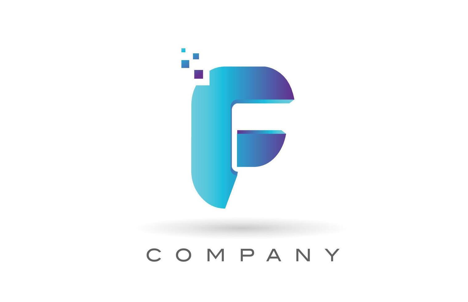 f alfabeto lettera logo icona design con punto blu. modello creativo per azienda e business vettore