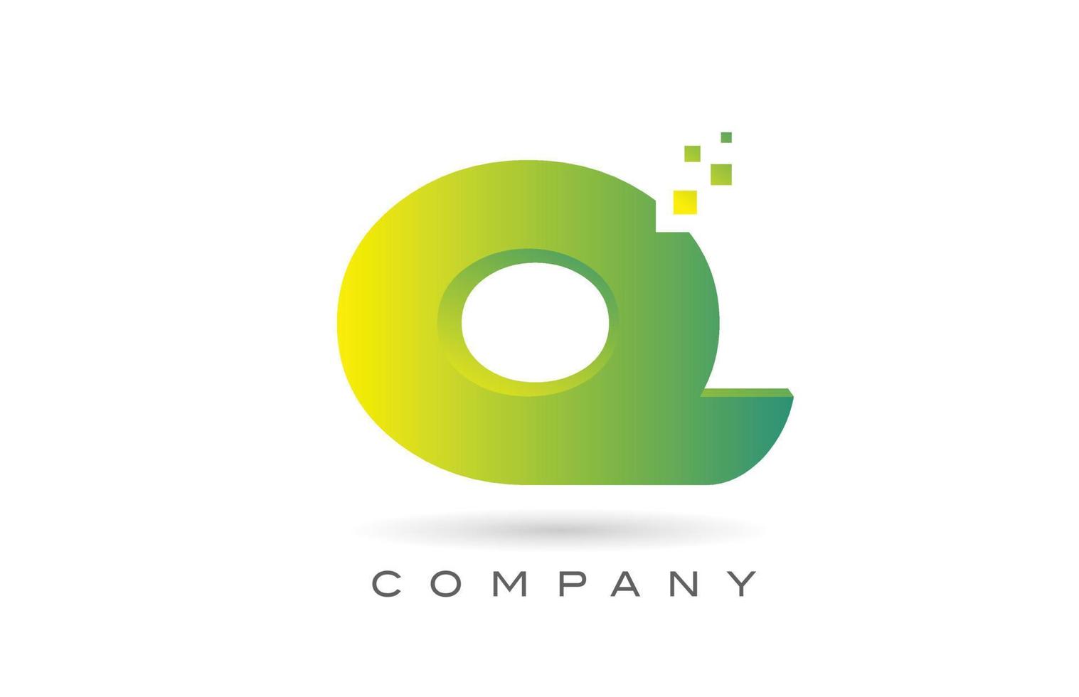 q alfabeto lettera logo icona design con punto verde. modello creativo per azienda e business vettore