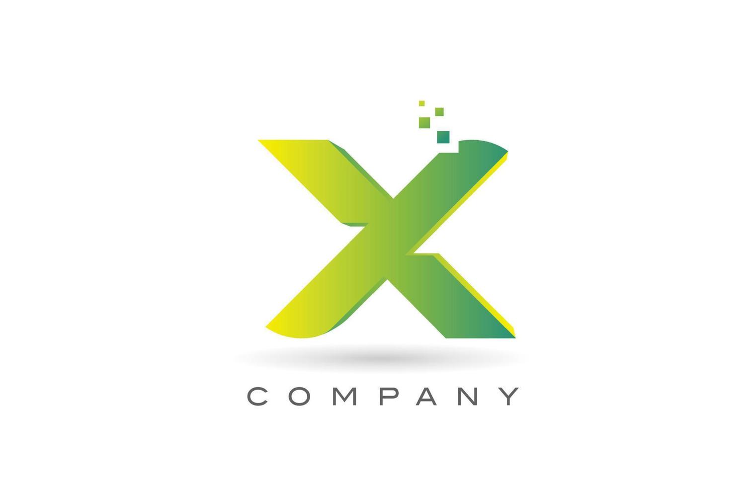 x alfabeto lettera logo icona design con punto verde. modello creativo per azienda e business vettore