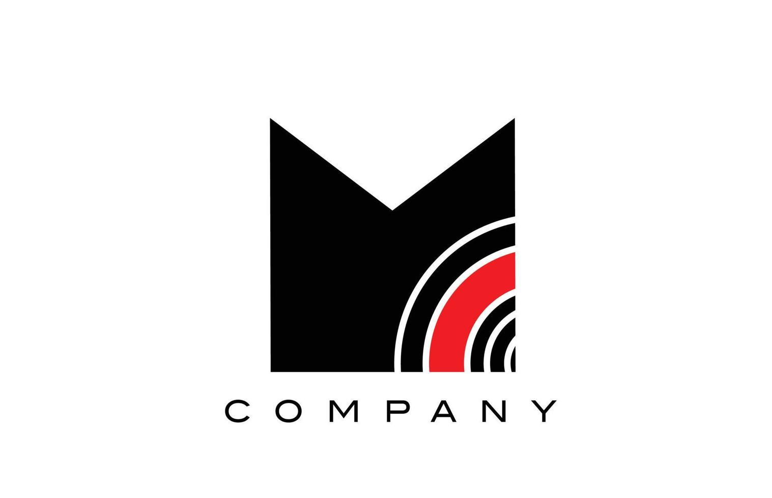 m nero e rosso geometrico alfabeto lettera logo icona design. modello creativo per affari e società vettore