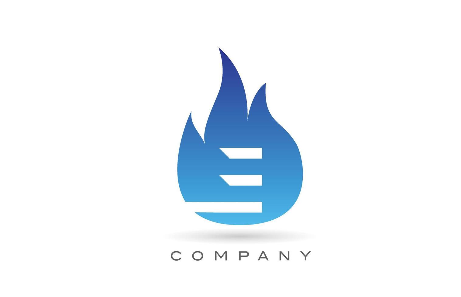 e blu fuoco fiamme alfabeto lettera logo design. modello di icona creativa per azienda e affari vettore