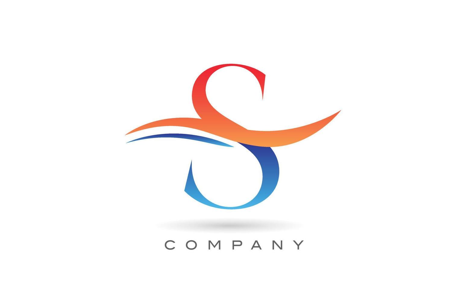 design del logo della lettera dell'alfabeto s arancione blu con swoosh. modello di icona creativa per l'azienda vettore
