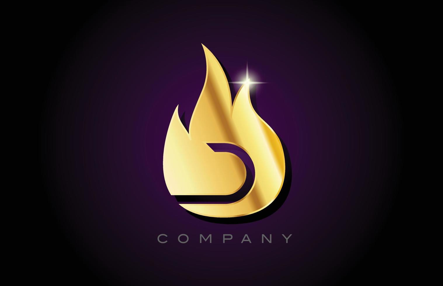 oro dorato fiamme d alfabeto lettera logo design. modello di icona creativa per affari e società vettore