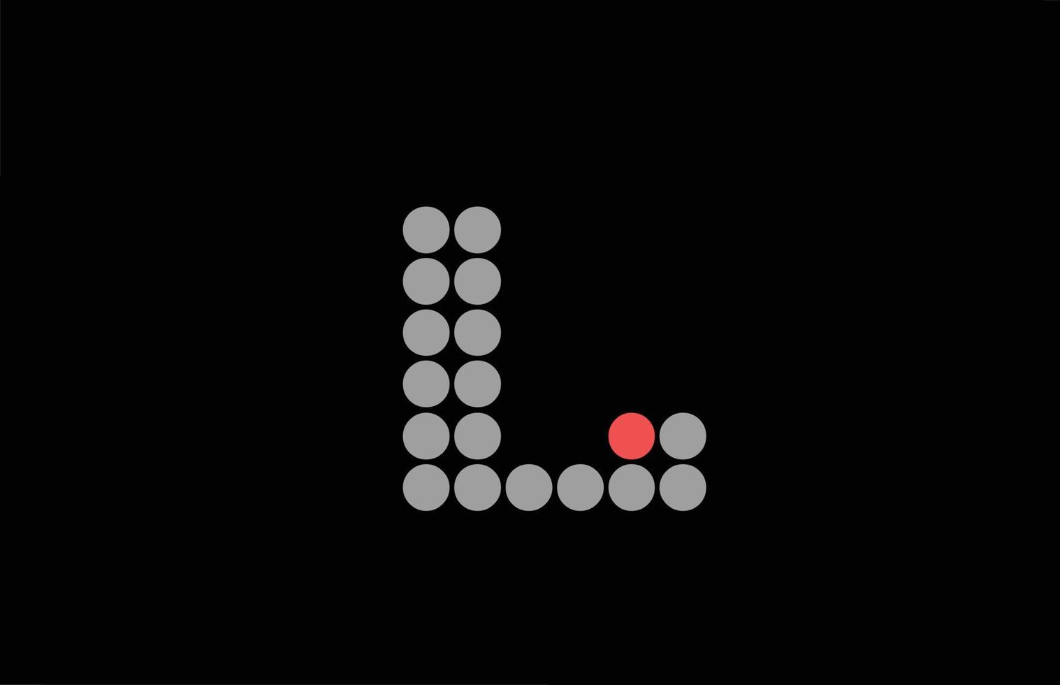 l disegno del logo dell'icona della lettera dell'alfabeto grigio rosso punteggiato. modello creativo per affari e società con punto vettore