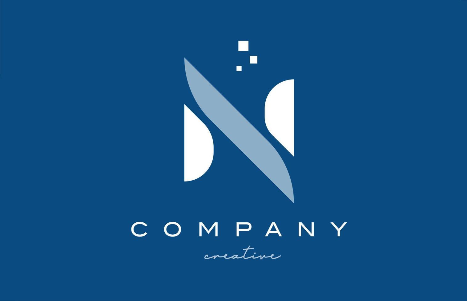 n alfabeto lettera logo icona design. modello creativo bianco blu per affari e società vettore