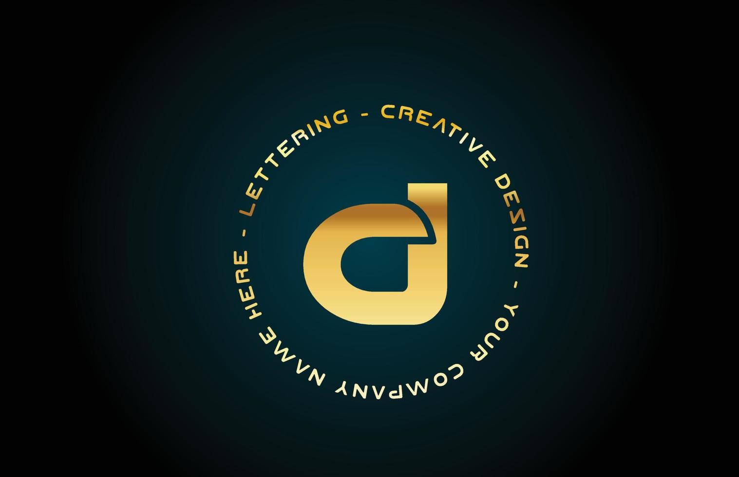 oro d alfabeto lettera logo icona design con testo. modello creativo dorato per affari e società con cerchio vettore