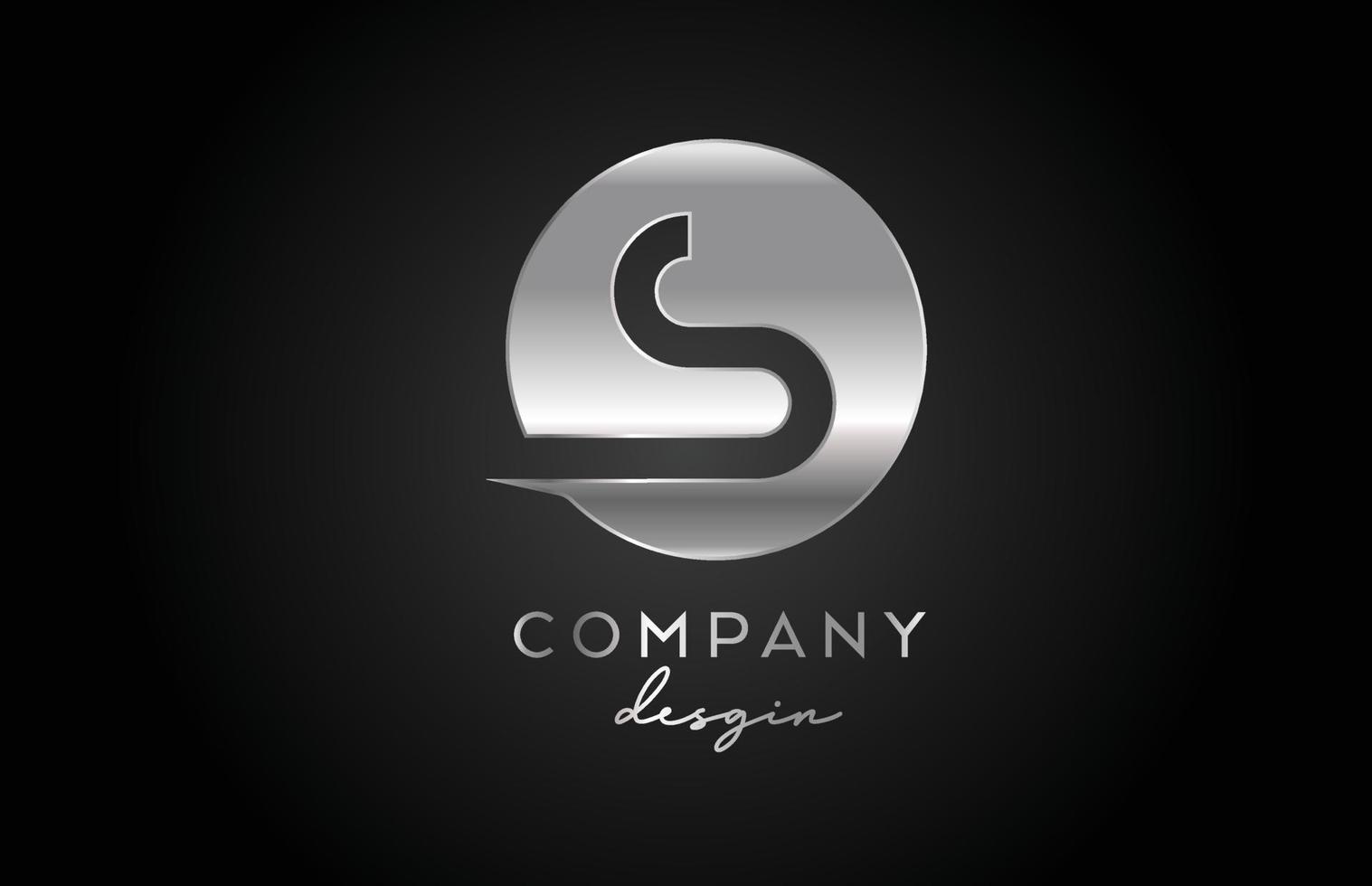 s icona del logo della lettera dell'alfabeto grigio argento con design circolare. modello creativo in metallo per azienda e affari vettore