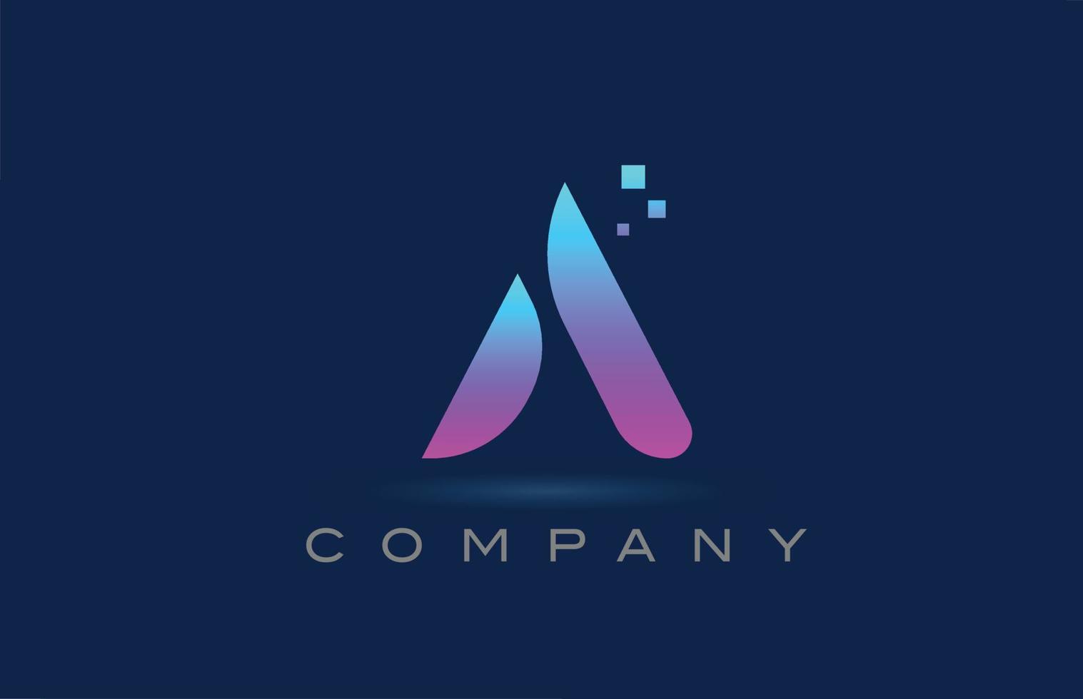 rosa blu un disegno dell'icona del logo della lettera dell'alfabeto. modello creativo per affari e società con punti vettore