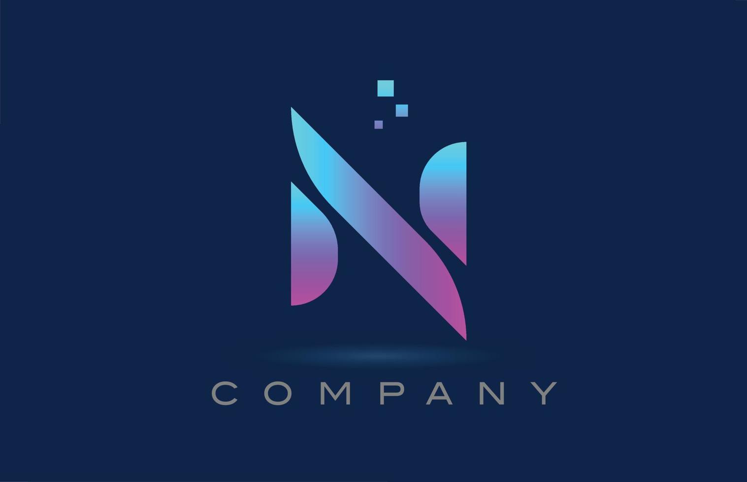 rosa blu n alfabeto lettera logo icona design. modello creativo per affari e società con punti vettore