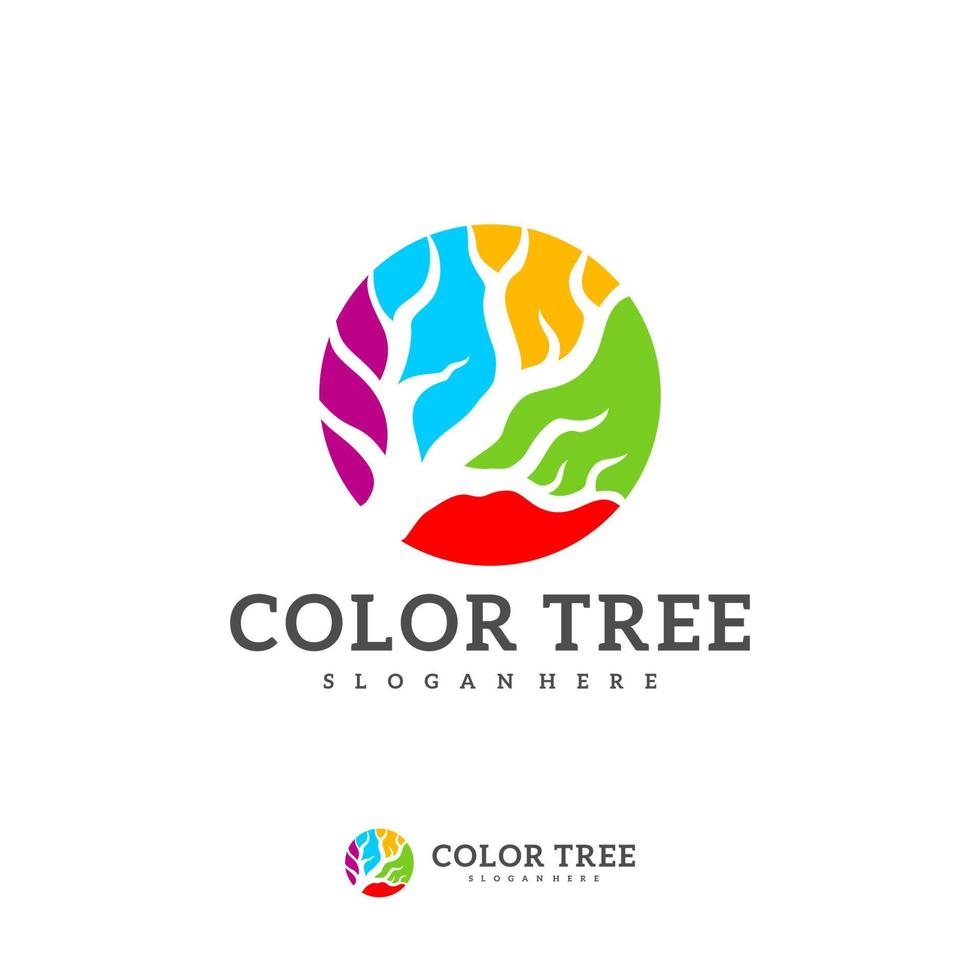 modello vettoriale del logo dell'albero colorato, concetti di design del logo dell'albero creativo