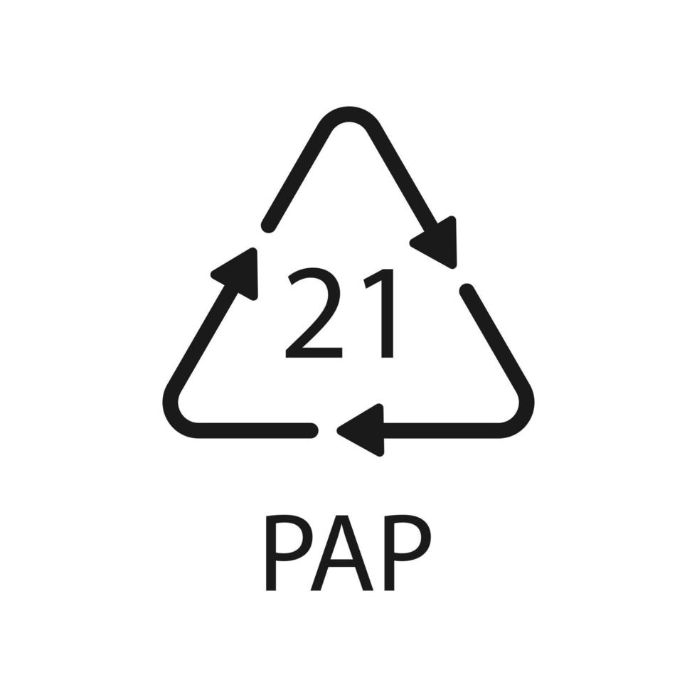simbolo di riciclaggio della carta pap 21 altra carta mista. illustrazione vettoriale