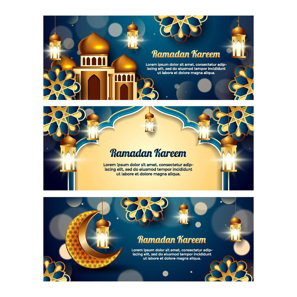 set di banner di ramadan kareem vettore