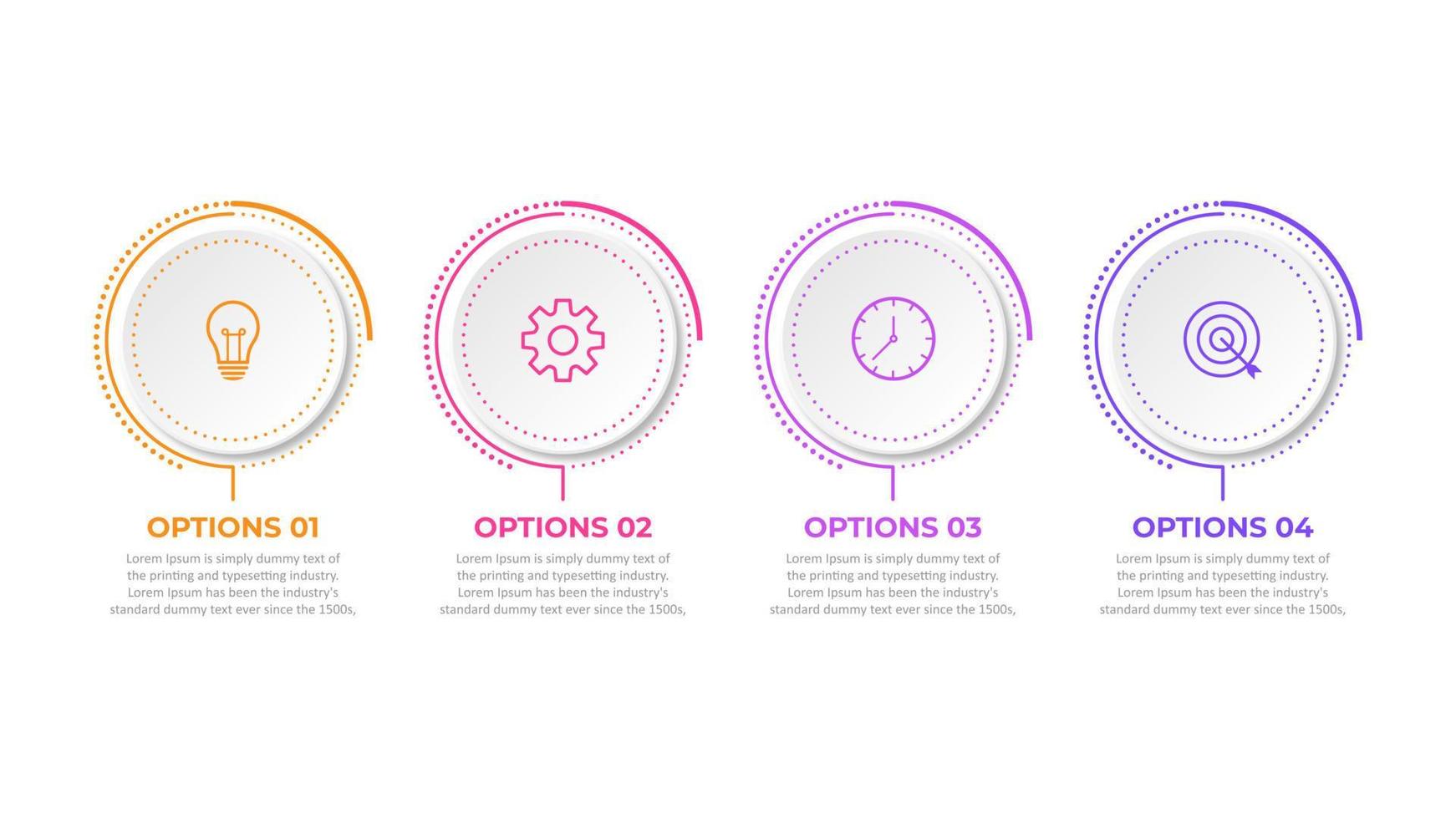 modello di presentazione aziendale infografica con 4 opzioni. illustrazione vettoriale. vettore