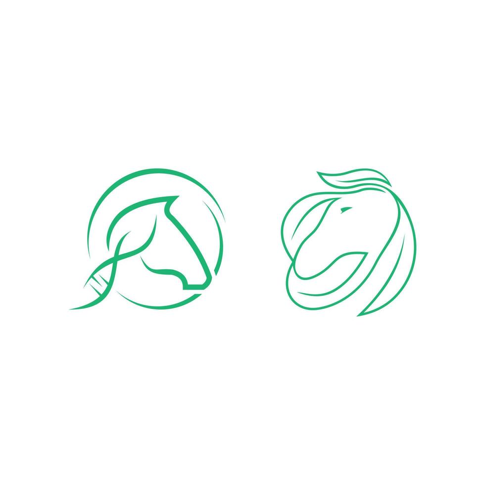 vettore di disegno del logo di foglia verde cavallo