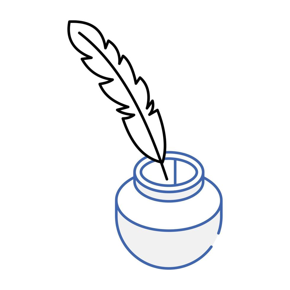 icona isometrica facile da usare della penna d'oca vettore