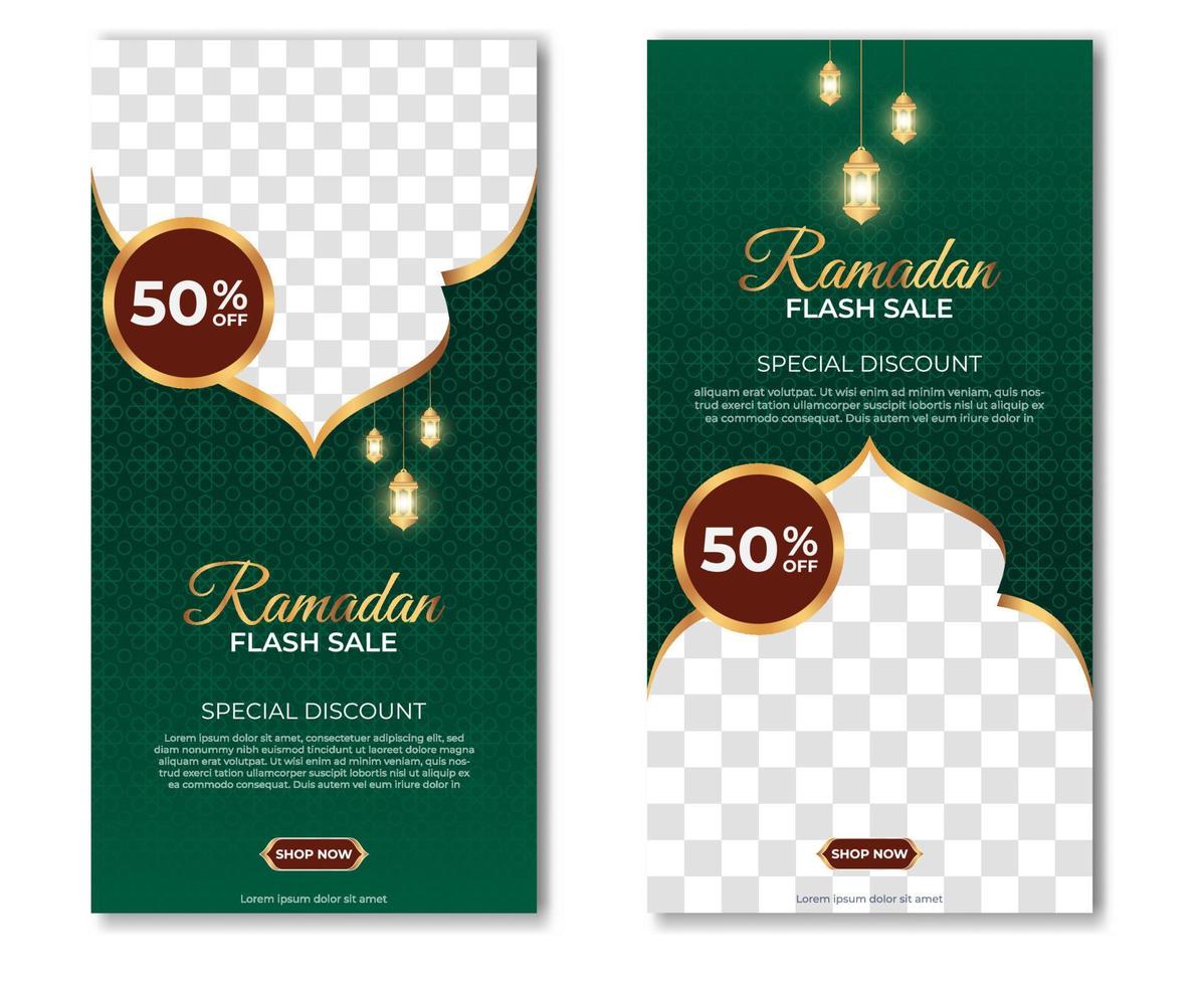 set di design del modello di banner ramadan kareem con un posto per le foto. adatto per post sui social media. illustrazione vettoriale