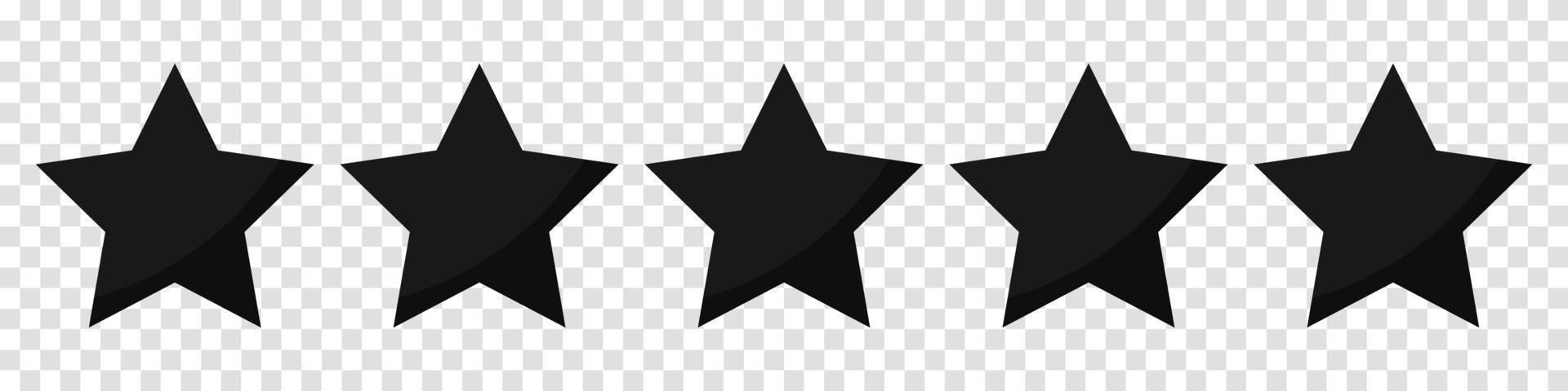 icone di valutazione della qualità a cinque stelle. Icona 5 stelle. segno a cinque stelle. simbolo di valutazione. illustrazione vettoriale