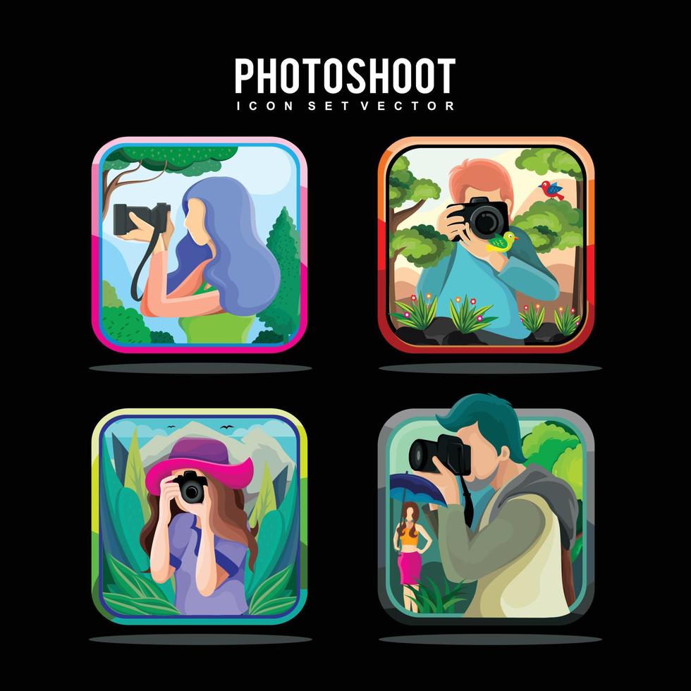 servizio fotografico icon set disegno vettoriale