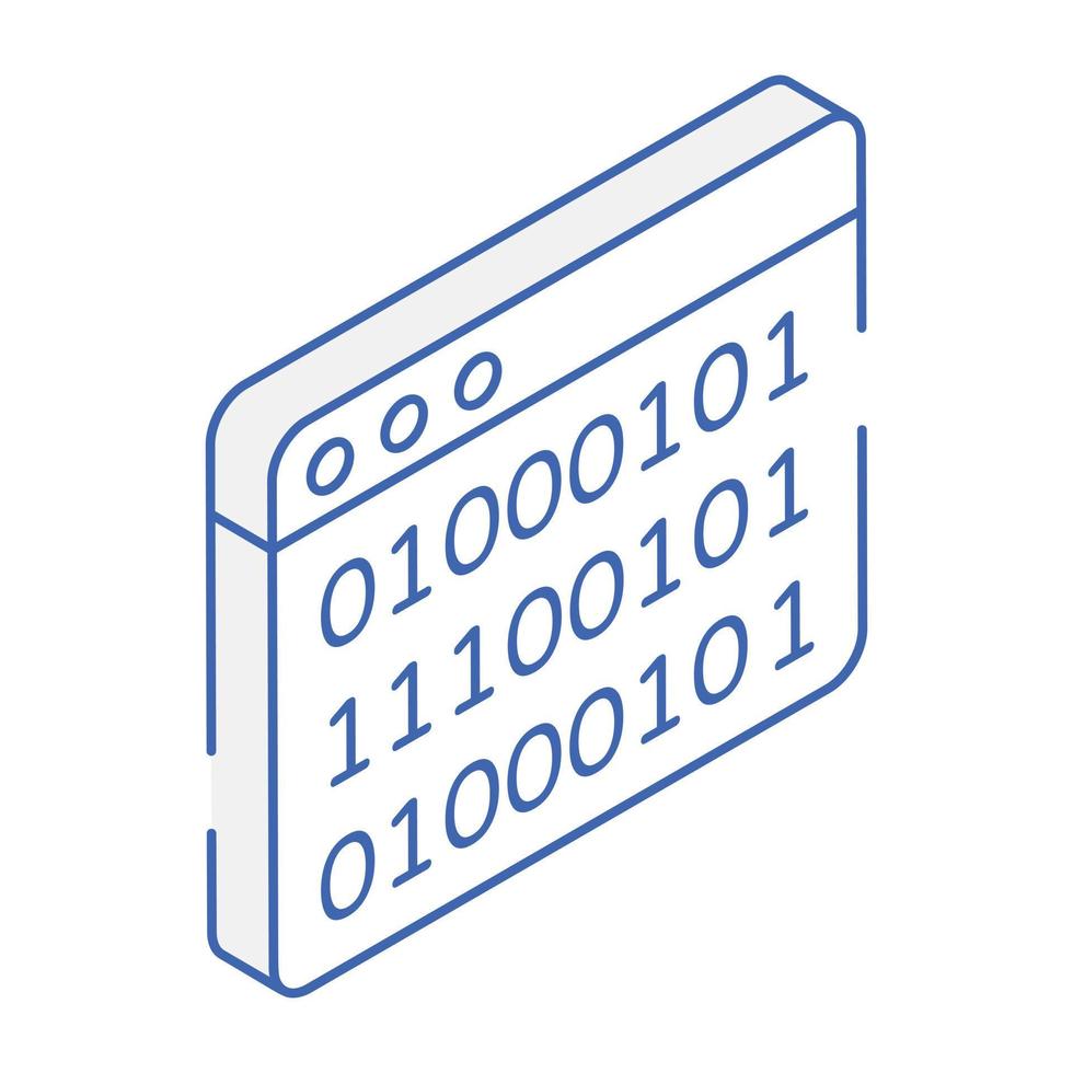 icona di codifica binaria in stile isometrico vettore