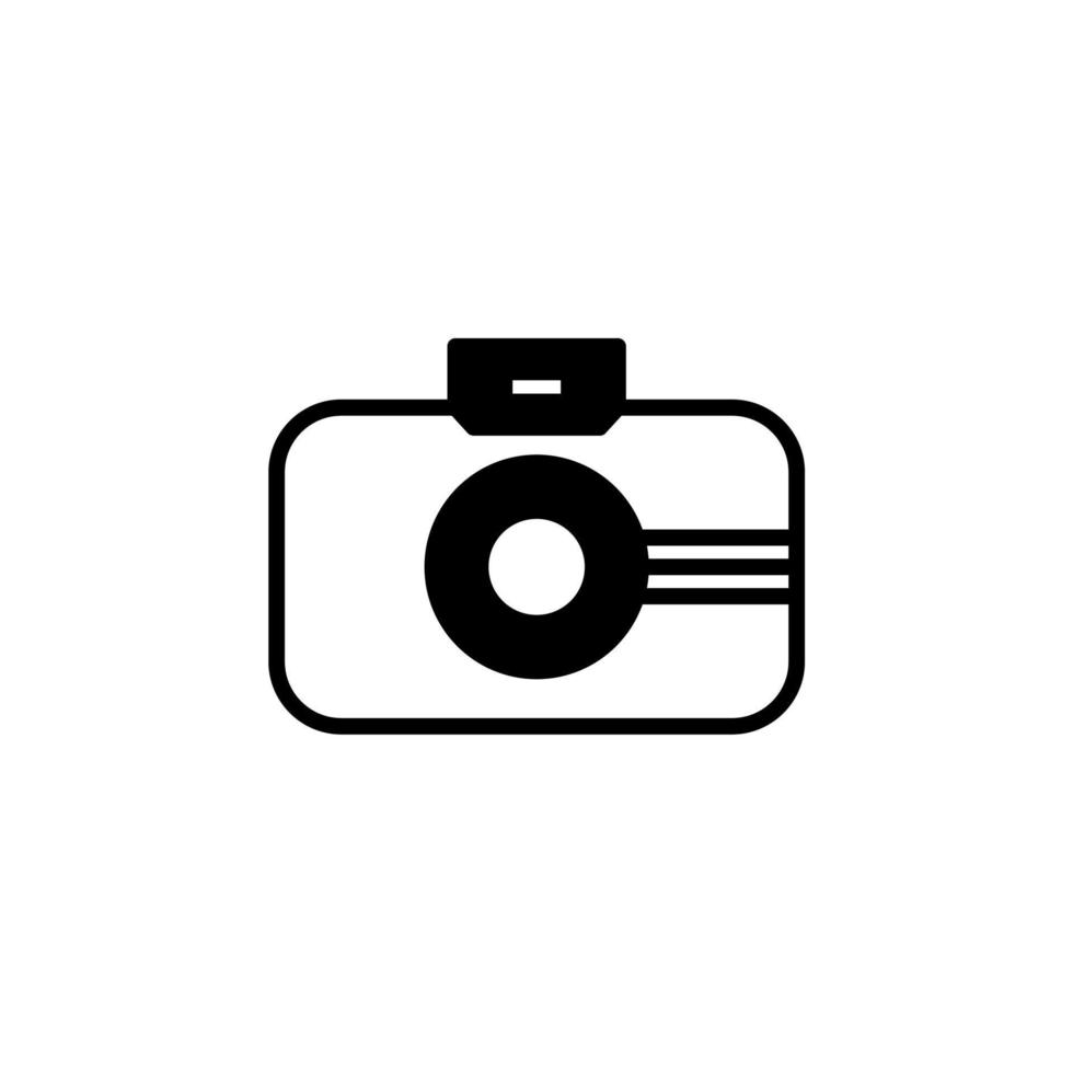 fotocamera, fotografia, digitale, foto icona linea continua illustrazione vettoriale modello logo. adatto a molti scopi.
