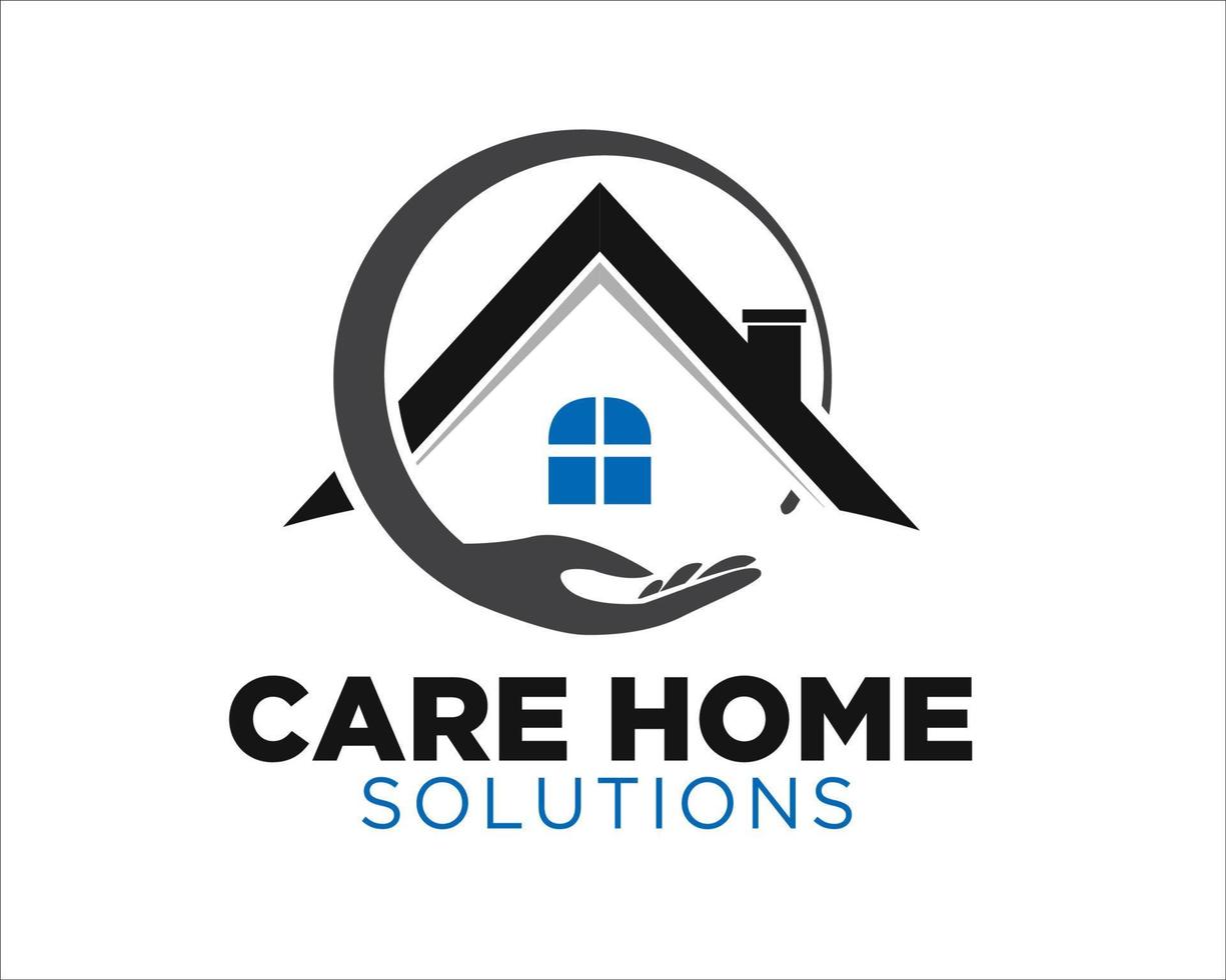 design del logo della soluzione di assistenza domiciliare per il servizio di protezione e la cura vettore