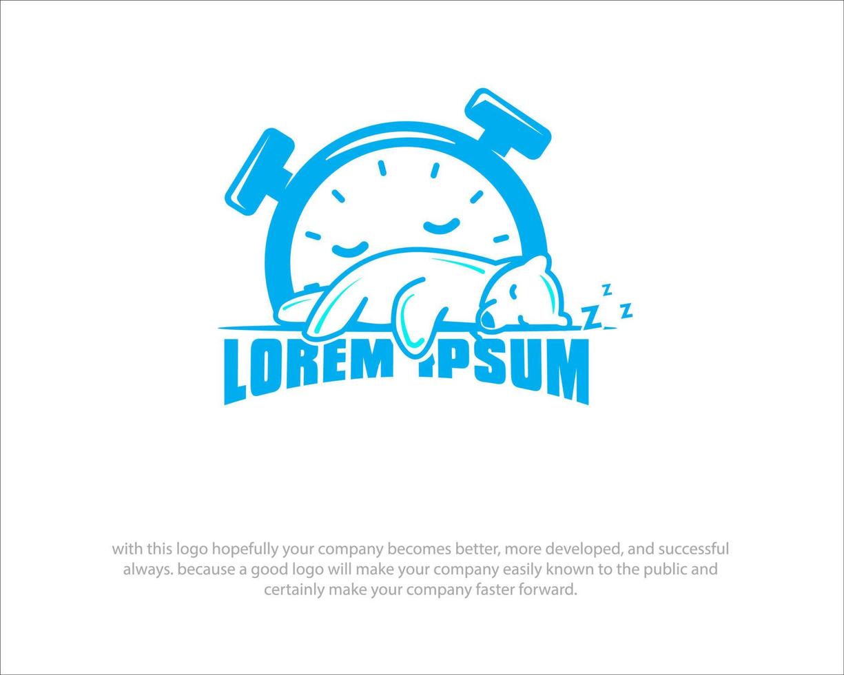 il logo del sonno progetta orologio e orso vettore