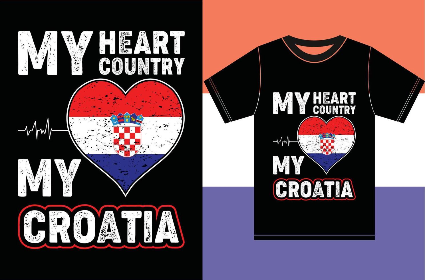 il mio cuore, il mio paese, la mia Croazia. tipografia disegno vettoriale