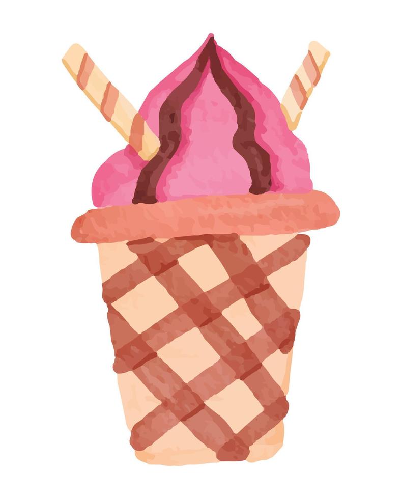 illustrazione dell'acquerello del gelato della paletta del gelato vettore