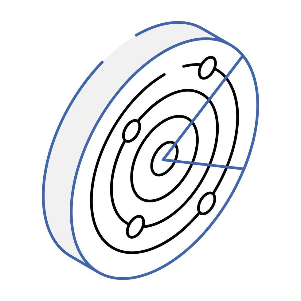 icona isometrica alla moda del radar vettore